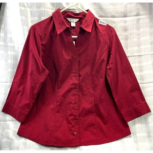 CHRISTOPHER & BANKS, Women DRESS SHIRT, 3/4 LONG sleeve, COLOR RED, SIZE M - Picture 8 of 9